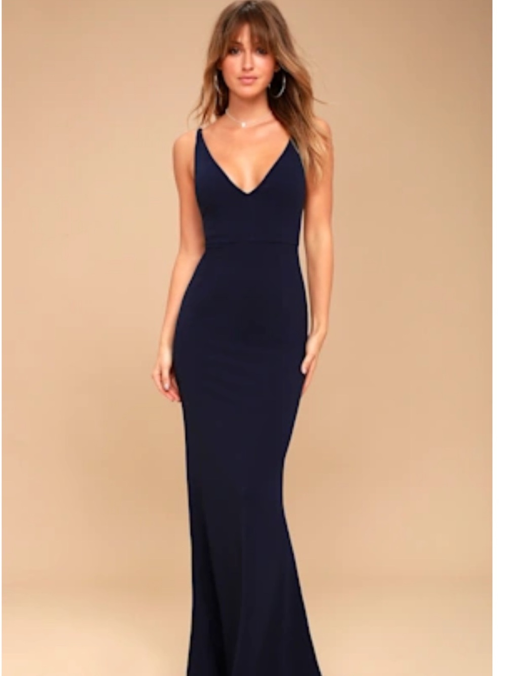 Lulu's Midnight Navy V-Neck Maxi Dress